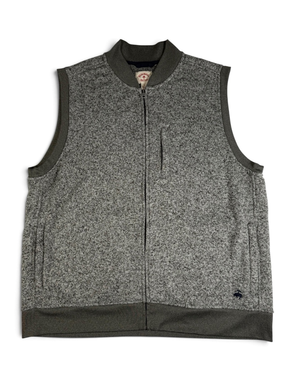 Brooks Brothers Red Fleece Marled Gray Sweater Fleece Full Zip Vest Men’s XL - Picture 3 of 9